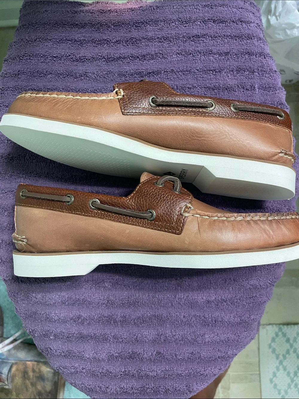 BRAND NEW! Sperry Men's Two-Tone Brown Leather Boat Shoes